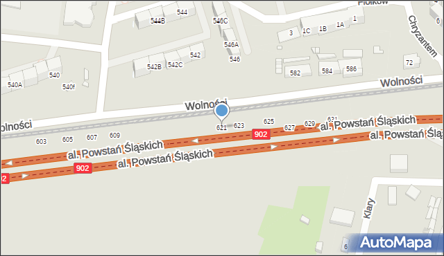 Zabrze, Wolności, 621, mapa Zabrza