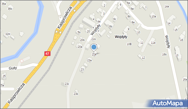 Zakopane, Wojdyły, 21a, mapa Zakopanego