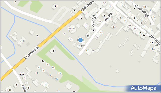 Zambrów, Wodna, 14, mapa Zambrów