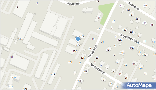 Zamość, Wolskiego Feliksa, 17B, mapa Zamościa