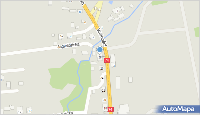 Żarnów, Wolności, 28, mapa Żarnów