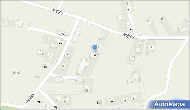 Zaskale, Wojtyły Karola, kard., 19, mapa Zaskale