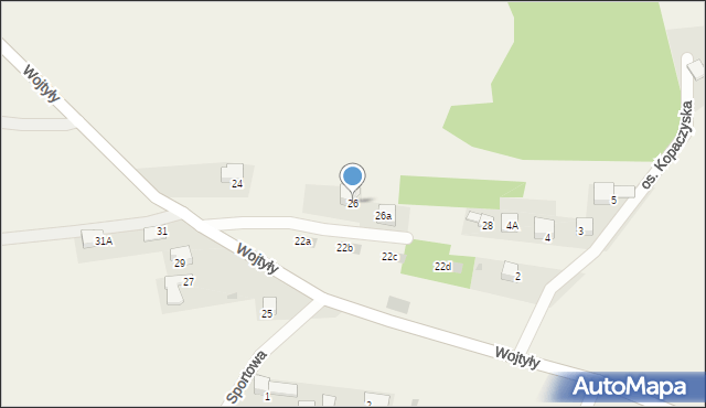 Zaskale, Wojtyły Karola, kard., 26, mapa Zaskale