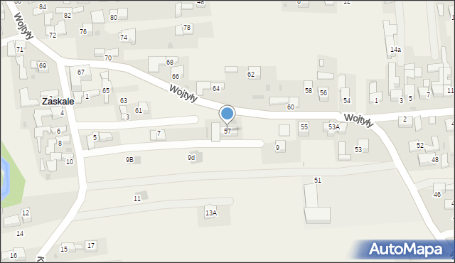 Zaskale, Wojtyły Karola, kard., 57, mapa Zaskale