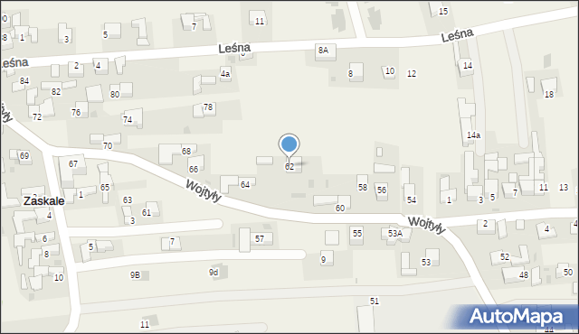 Zaskale, Wojtyły Karola, kard., 62, mapa Zaskale