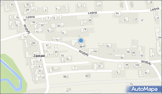 Zaskale, Wojtyły Karola, kard., 66, mapa Zaskale