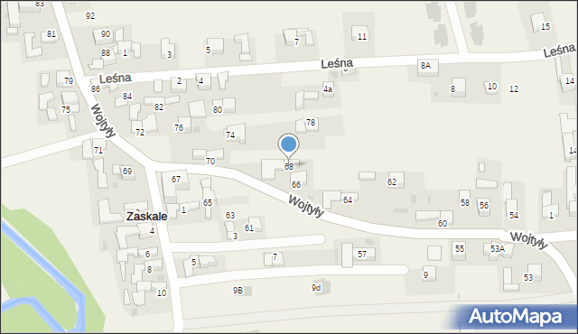 Zaskale, Wojtyły Karola, kard., 68, mapa Zaskale