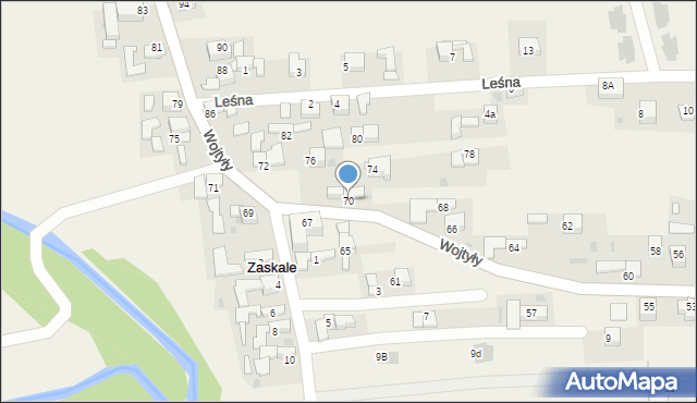 Zaskale, Wojtyły Karola, kard., 70, mapa Zaskale