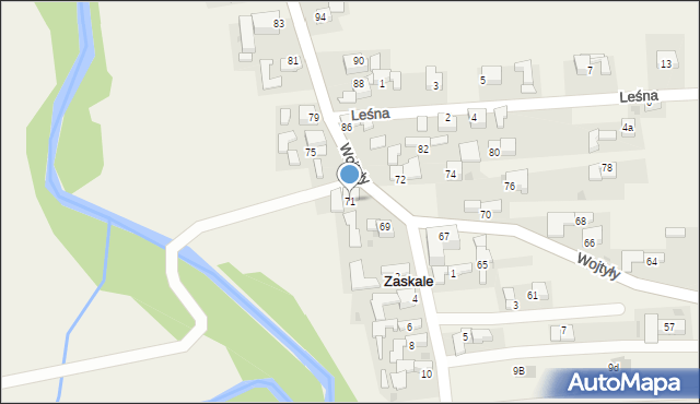 Zaskale, Wojtyły Karola, kard., 71, mapa Zaskale