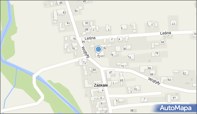 Zaskale, Wojtyły Karola, kard., 72, mapa Zaskale