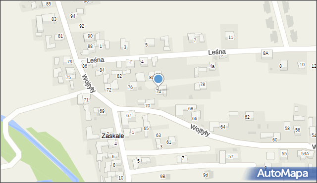 Zaskale, Wojtyły Karola, kard., 74, mapa Zaskale
