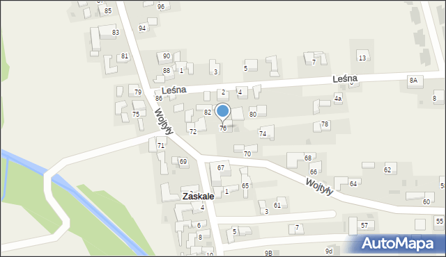 Zaskale, Wojtyły Karola, kard., 76, mapa Zaskale