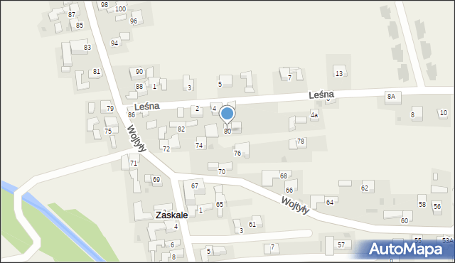 Zaskale, Wojtyły Karola, kard., 80, mapa Zaskale