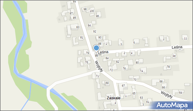Zaskale, Wojtyły Karola, kard., 86, mapa Zaskale