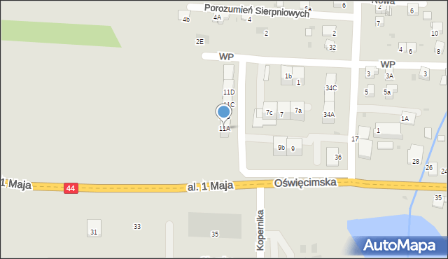 Zator, Wojska Polskiego, 11A, mapa Zator