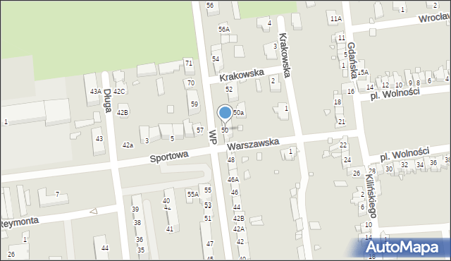 Zbąszynek, Wojska Polskiego, 50, mapa Zbąszynek