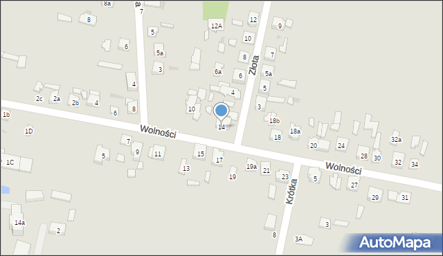 Zelów, Wolności, 14, mapa Zelów