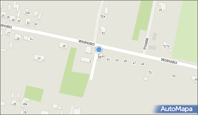 Zelów, Wolności, 39, mapa Zelów