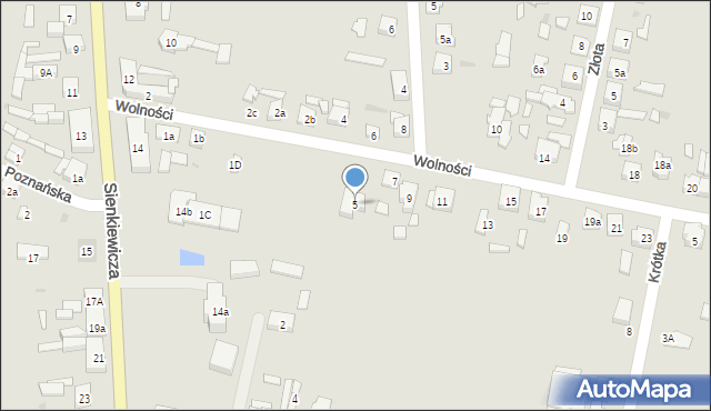 Zelów, Wolności, 5, mapa Zelów