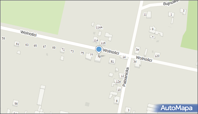 Zelów, Wolności, 79, mapa Zelów