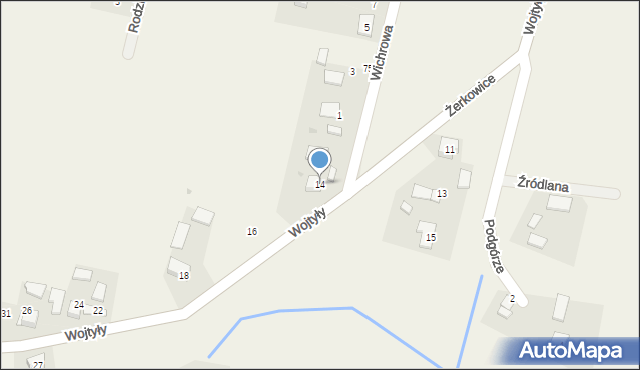 Żerkowice, Wojtyły Karola, 14, mapa Żerkowice