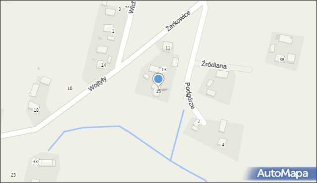 Żerkowice, Wojtyły Karola, 15, mapa Żerkowice