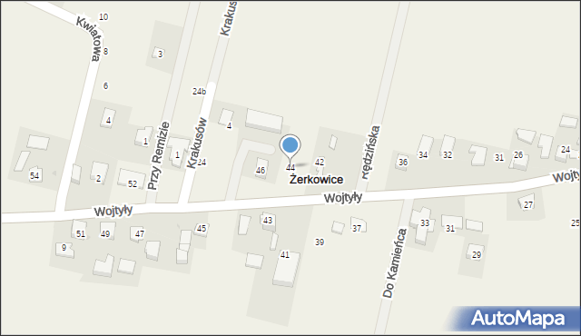 Żerkowice, Wojtyły Karola, 44, mapa Żerkowice