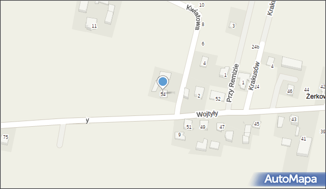 Żerkowice, Wojtyły Karola, 54, mapa Żerkowice