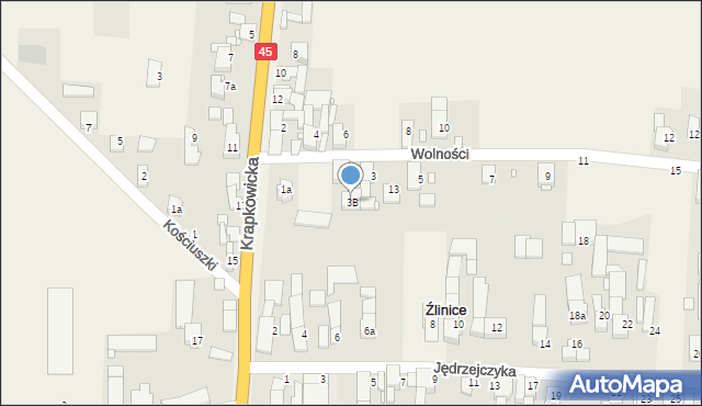 Źlinice, Wolności, 3B, mapa Źlinice