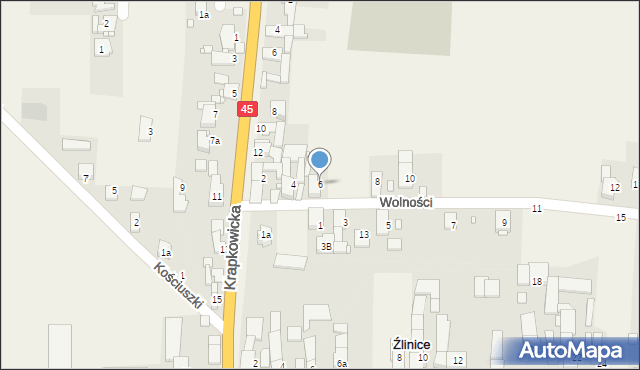 Źlinice, Wolności, 6, mapa Źlinice