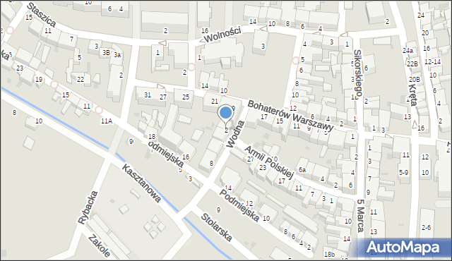 Złocieniec, Wodna, 2, mapa Złocieniec