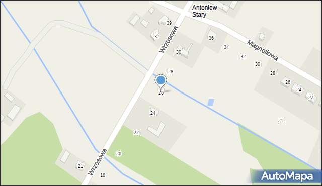 Antoniew, Wrzosowa, 26, mapa Antoniew