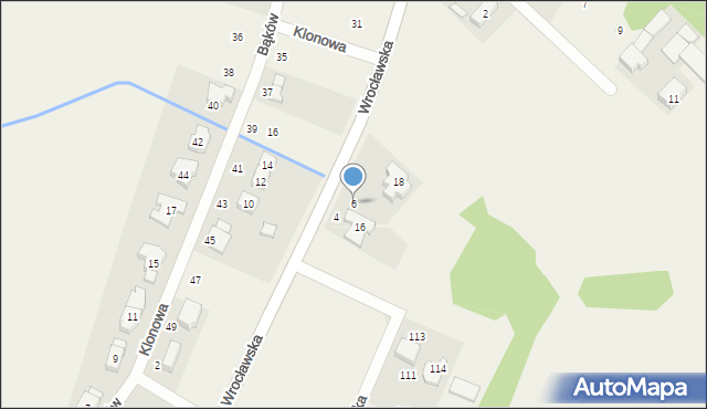Bąków, Wrocławska, 6, mapa Bąków