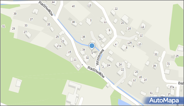 Balice, Wrzosowa, 1, mapa Balice