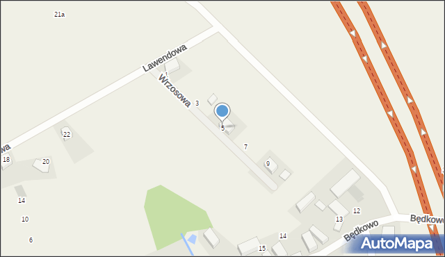 Będkowo, Wrzosowa, 5, mapa Będkowo
