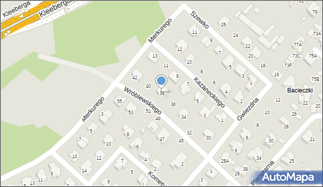 Białystok, Wróblewskiego Walerego, gen., 38, mapa Białegostoku