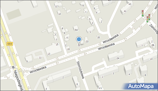 Białystok, Wrocławska, 21, mapa Białegostoku