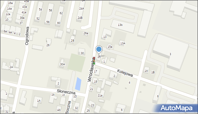 Bielany Wrocławskie, Wrocławska, 15, mapa Bielany Wrocławskie