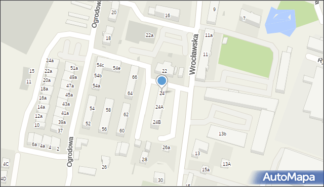 Bielany Wrocławskie, Wrocławska, 24, mapa Bielany Wrocławskie