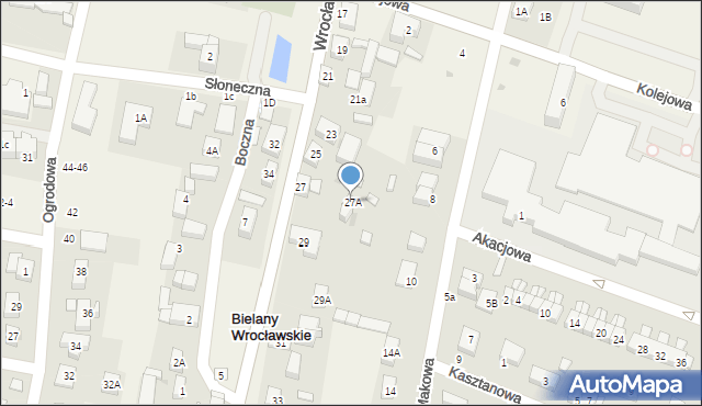 Bielany Wrocławskie, Wrocławska, 27A, mapa Bielany Wrocławskie