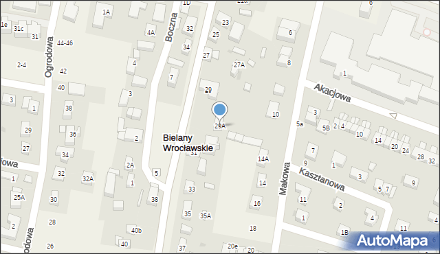 Bielany Wrocławskie, Wrocławska, 29A, mapa Bielany Wrocławskie