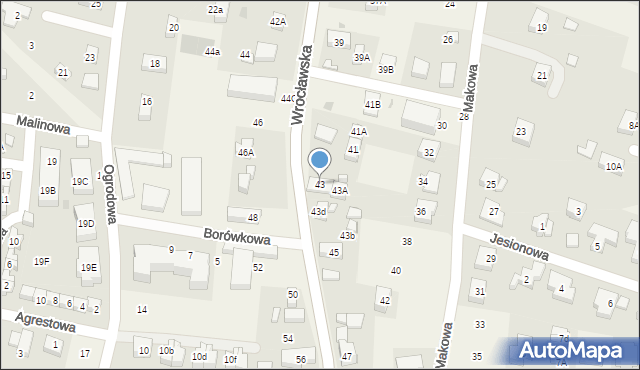 Bielany Wrocławskie, Wrocławska, 43, mapa Bielany Wrocławskie