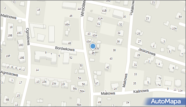 Bielany Wrocławskie, Wrocławska, 45, mapa Bielany Wrocławskie