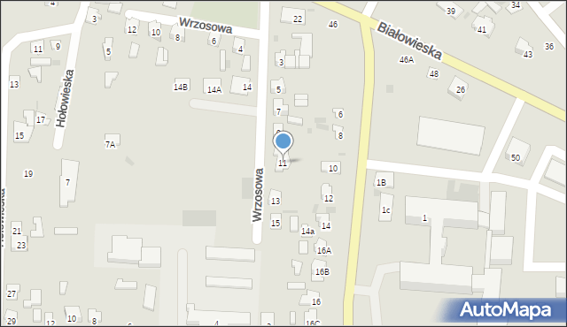 Bielsk Podlaski, Wrzosowa, 11, mapa Bielsk Podlaski