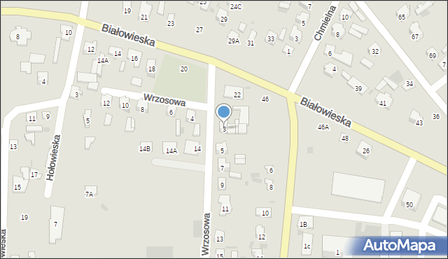 Bielsk Podlaski, Wrzosowa, 3, mapa Bielsk Podlaski