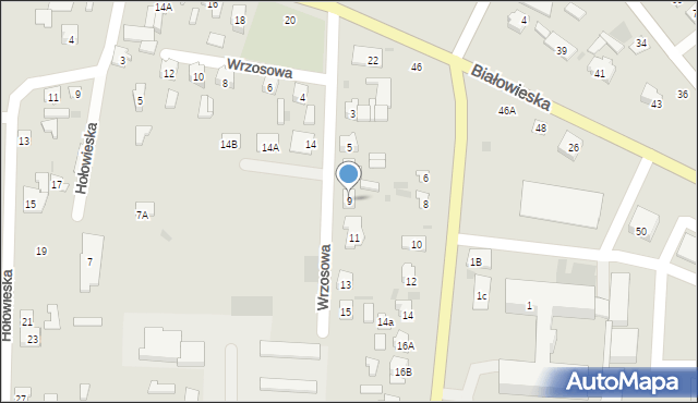 Bielsk Podlaski, Wrzosowa, 9, mapa Bielsk Podlaski