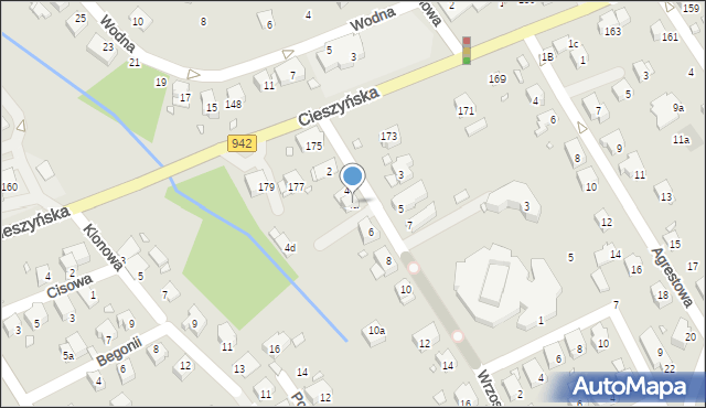 Bielsko-Biała, Wrzosowa, 4a, mapa Bielsko-Białej