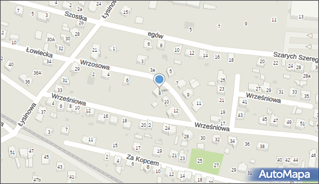 Bieruń, Wrzosowa, 8, mapa Bieruń