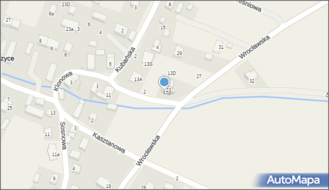 Bierzyce, Wrocławska, 23a, mapa Bierzyce