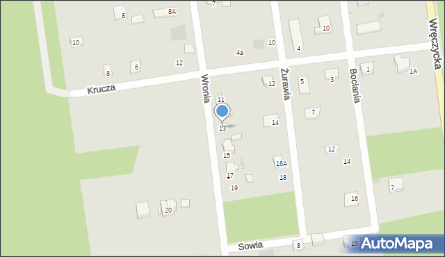 Blachownia, Wronia, 13, mapa Blachownia